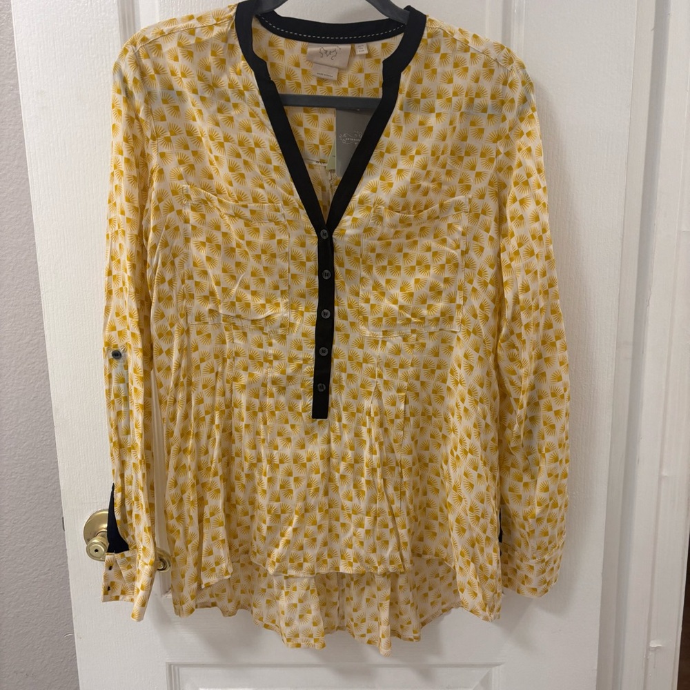 NWT Anthropologie Vanessa Virginia Sunburst Yellow Longline Top Blouse size 6